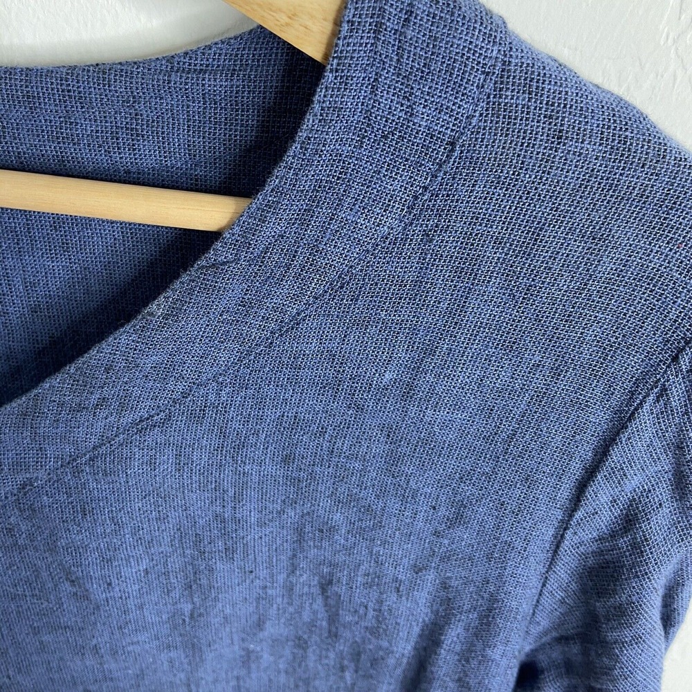 Cut loose tunic dress‎ women sz XS Navy blue linen blend lagenlook gauze boxy - Picture 3 of 5